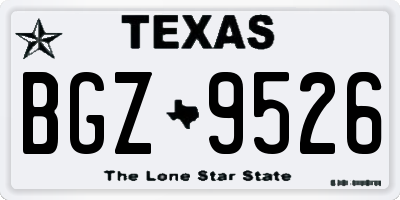 TX license plate BGZ9526