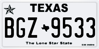 TX license plate BGZ9533