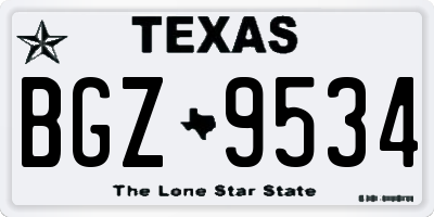 TX license plate BGZ9534