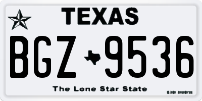 TX license plate BGZ9536
