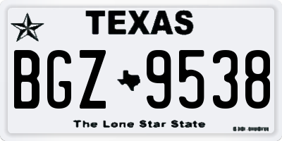 TX license plate BGZ9538