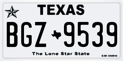 TX license plate BGZ9539