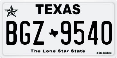 TX license plate BGZ9540