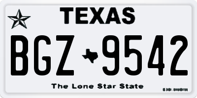 TX license plate BGZ9542