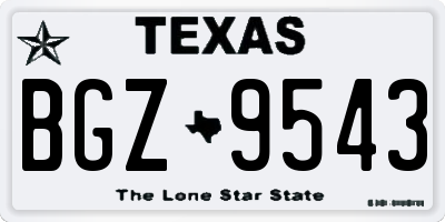 TX license plate BGZ9543