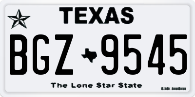 TX license plate BGZ9545