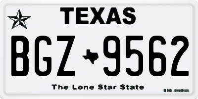 TX license plate BGZ9562