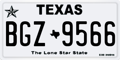TX license plate BGZ9566