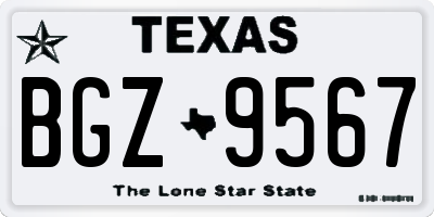 TX license plate BGZ9567
