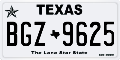 TX license plate BGZ9625