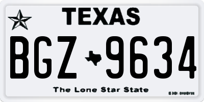 TX license plate BGZ9634