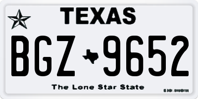 TX license plate BGZ9652