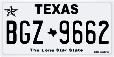 TX license plate BGZ9662