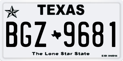 TX license plate BGZ9681