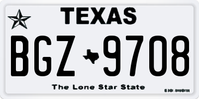 TX license plate BGZ9708
