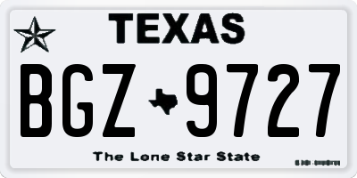 TX license plate BGZ9727