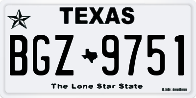 TX license plate BGZ9751