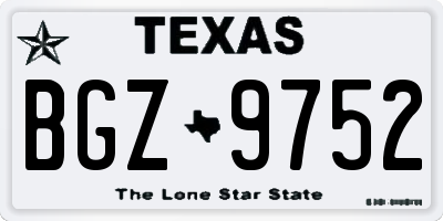 TX license plate BGZ9752