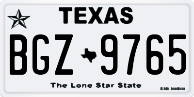 TX license plate BGZ9765