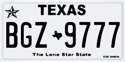 TX license plate BGZ9777