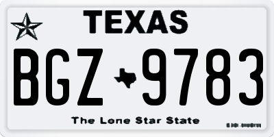 TX license plate BGZ9783
