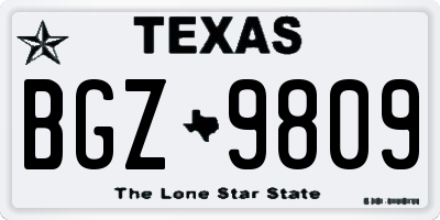 TX license plate BGZ9809