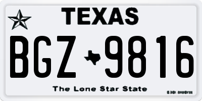 TX license plate BGZ9816