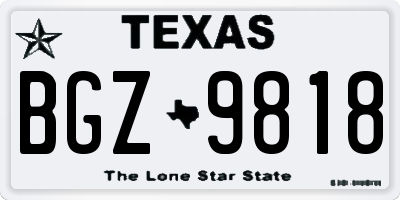 TX license plate BGZ9818
