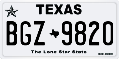 TX license plate BGZ9820