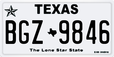 TX license plate BGZ9846