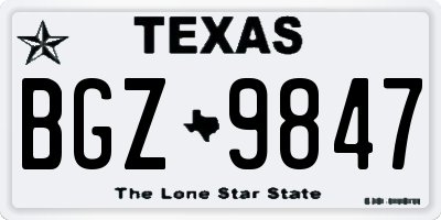 TX license plate BGZ9847