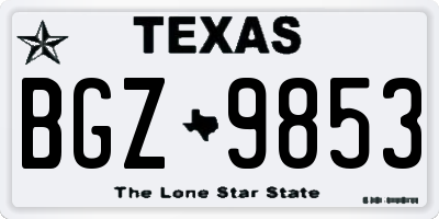 TX license plate BGZ9853
