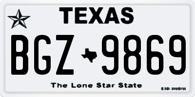 TX license plate BGZ9869