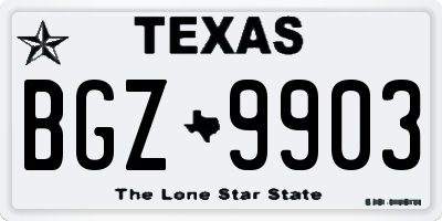 TX license plate BGZ9903