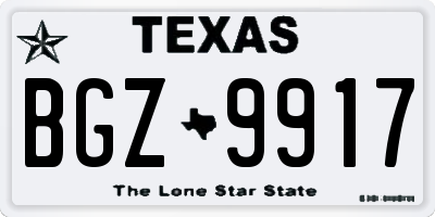 TX license plate BGZ9917