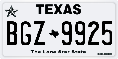 TX license plate BGZ9925