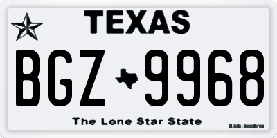 TX license plate BGZ9968