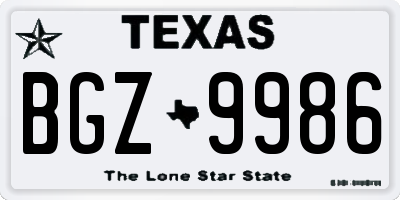 TX license plate BGZ9986