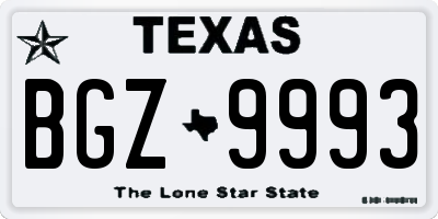 TX license plate BGZ9993