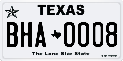 TX license plate BHA0008