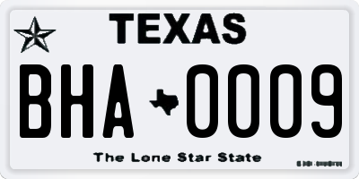 TX license plate BHA0009