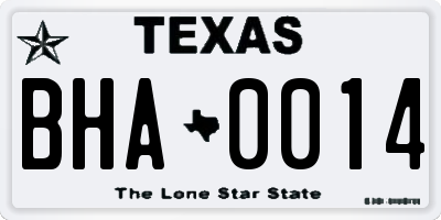 TX license plate BHA0014
