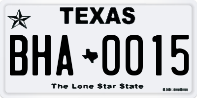 TX license plate BHA0015