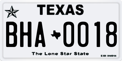 TX license plate BHA0018