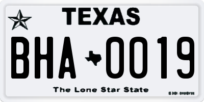 TX license plate BHA0019