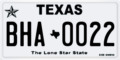 TX license plate BHA0022