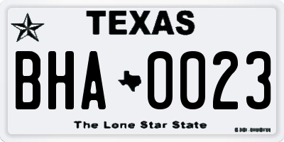 TX license plate BHA0023