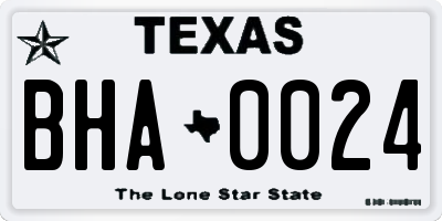 TX license plate BHA0024