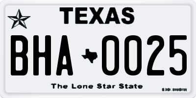 TX license plate BHA0025