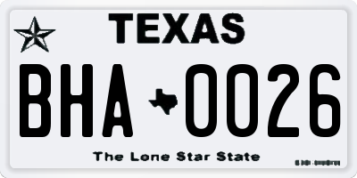 TX license plate BHA0026